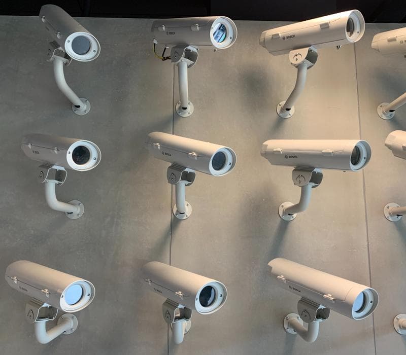A wall full of security camera choices